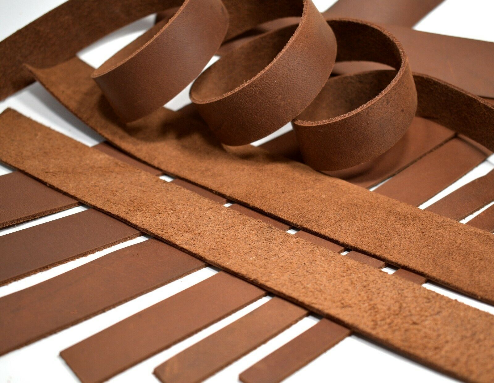 Brown Oil-tanned Leather (5-6oz Med Weight: 5/64"-3/32") Strip Strap Leatherrush