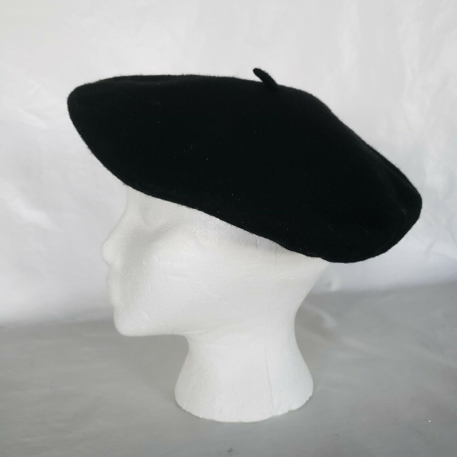 Vintage Black Wool Mendia Beret Basque Unisex Hat Cap French Size 56