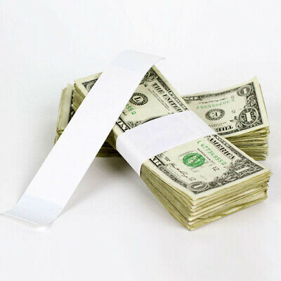 200 - Plain White Self Sealing Currency Bands - Blank Money Bill Strap Band