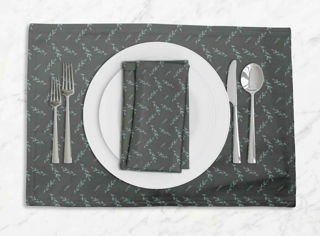 S4sassy Leaves Leaves Printed Dining Room Tablemats With Napkins Set-lf-636f