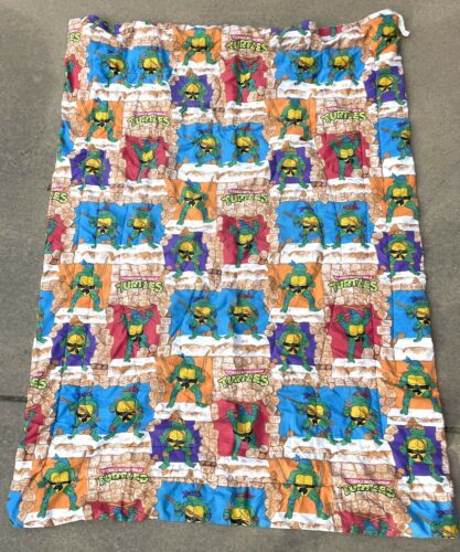Vintage 1988 Teenage Mutant Ninja Turtles Tmnt Comforter Blanket Twin 86 X 62.5”