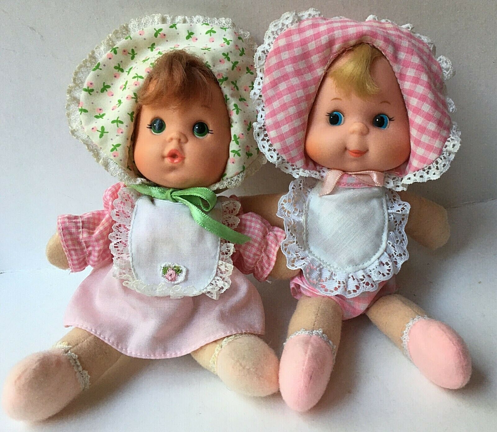 Lot Of 2-rare-vintage-mattel Baby Beans Baby Bonnet Dolls-8" Long-so Cute