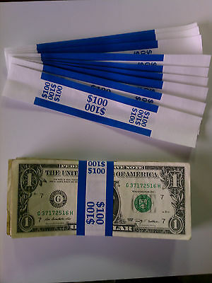 100 - New Self-Sealing Currency Bands - $100 Denomination - Straps Money Ones