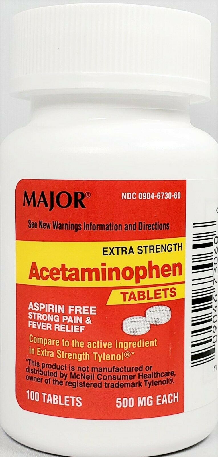 Major Acetaminophen 500 Mg (compare To Extra Strength Tylenol) 100 Tablets