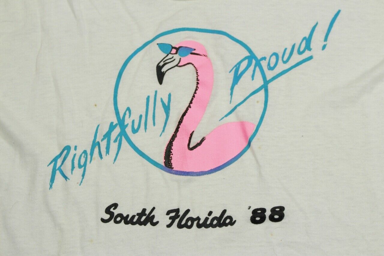 Vtg 80s 90s Lgbtq Gay Lesbian Pride South Florida Miami Pride Flamingo Shirt