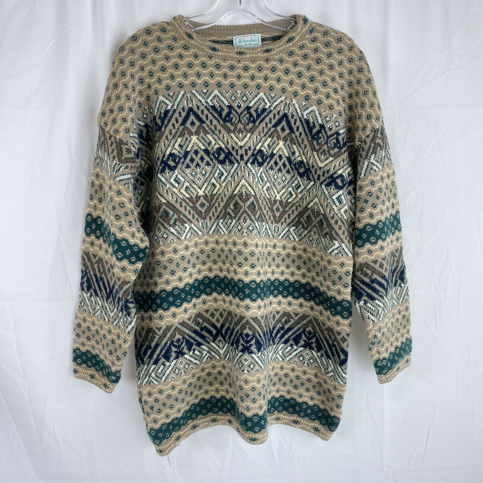 Vintage 80s Benetton Sweater Unisex Size M Or L Made In Italy