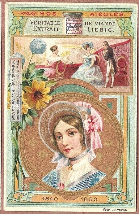 Women's Hat Hair Fashions In 1840-1850 C1903  Trade Ad Card