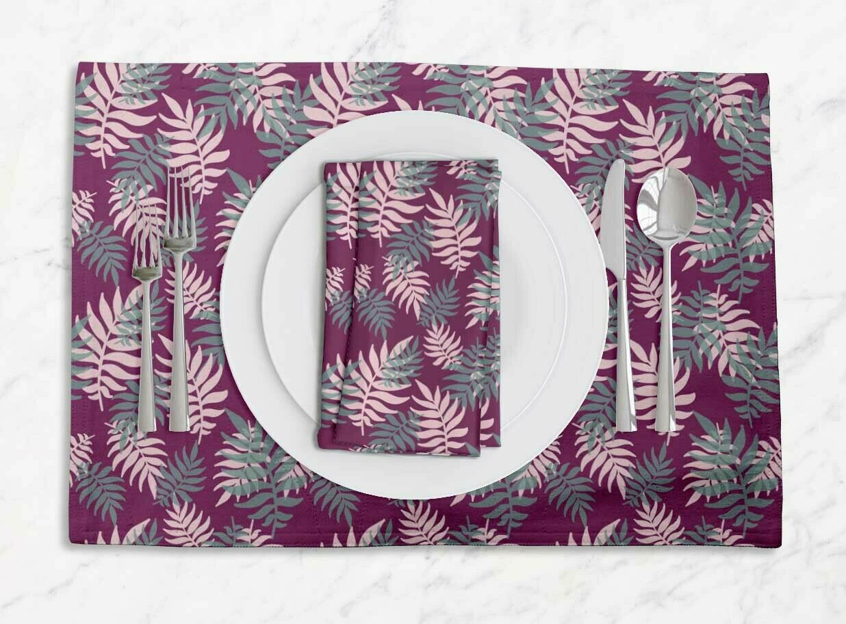 S4sassy Artistic Leaves Placemats & Napkins Table Decor Dining Mats-lf-616c