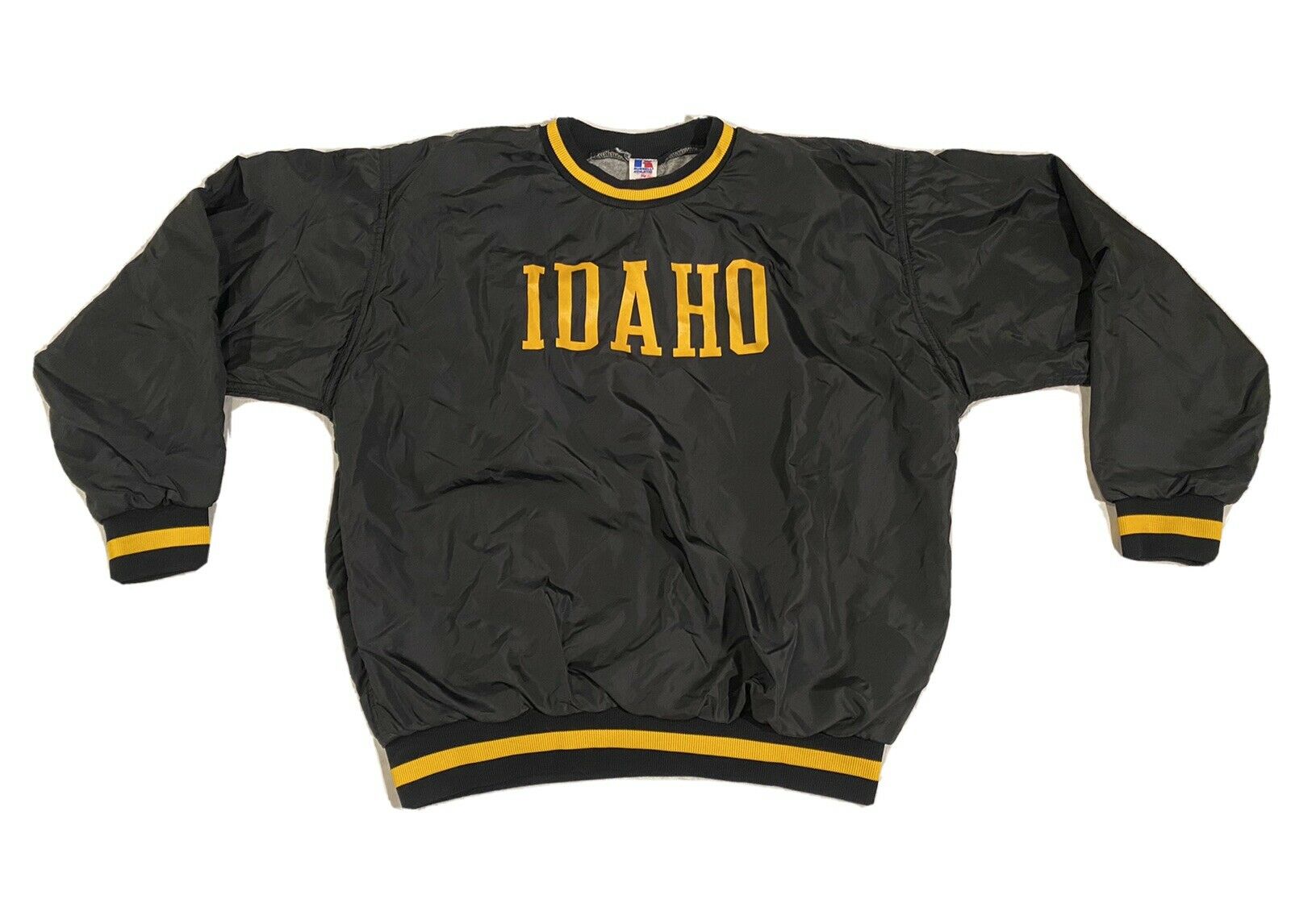 Russell Athletic Vintage Idaho Pullover Windbreaker Size Xl Black Yellow
