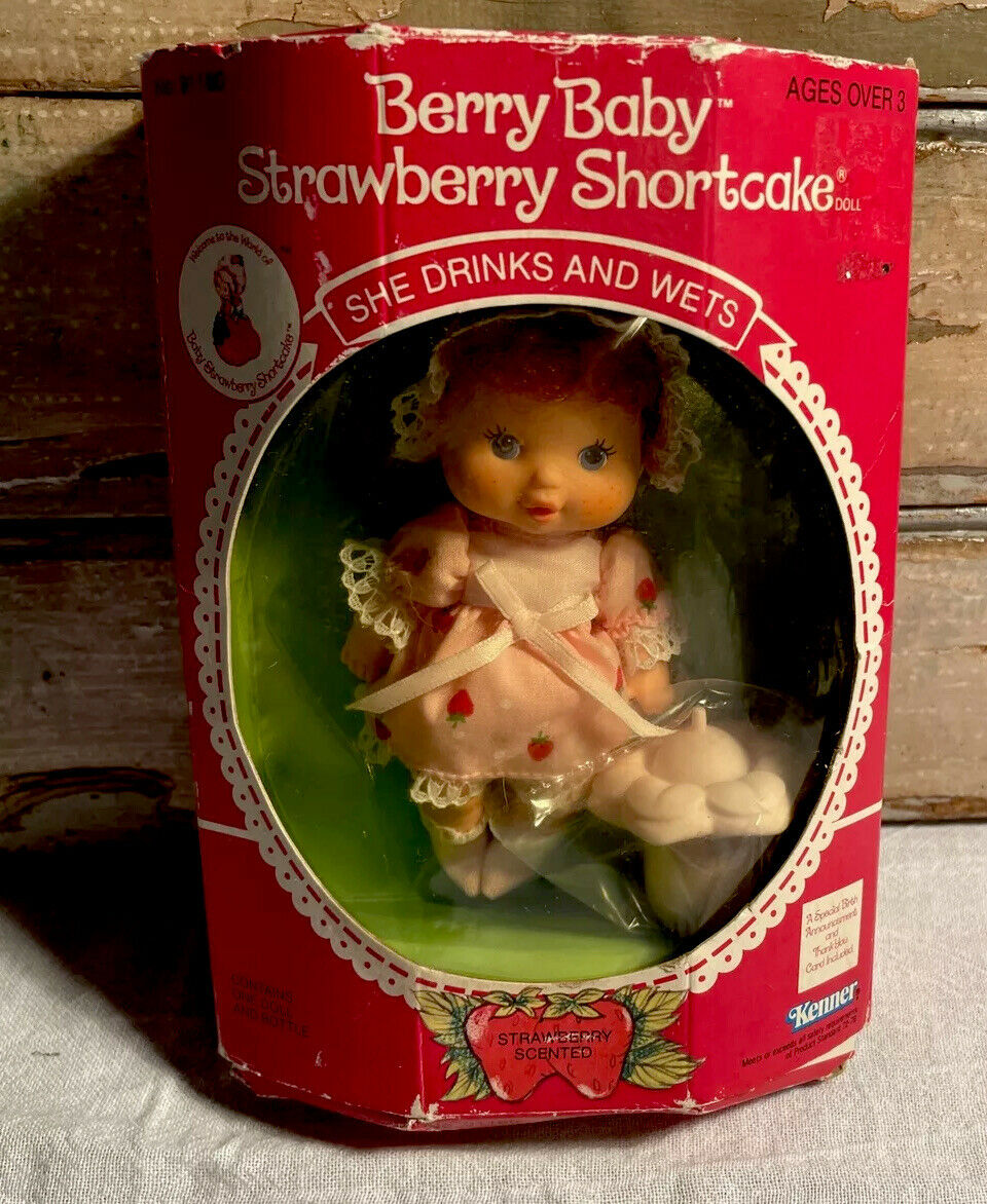 1984 Strawberry Shortcake Berry Baby W/bottle In Box Kenner