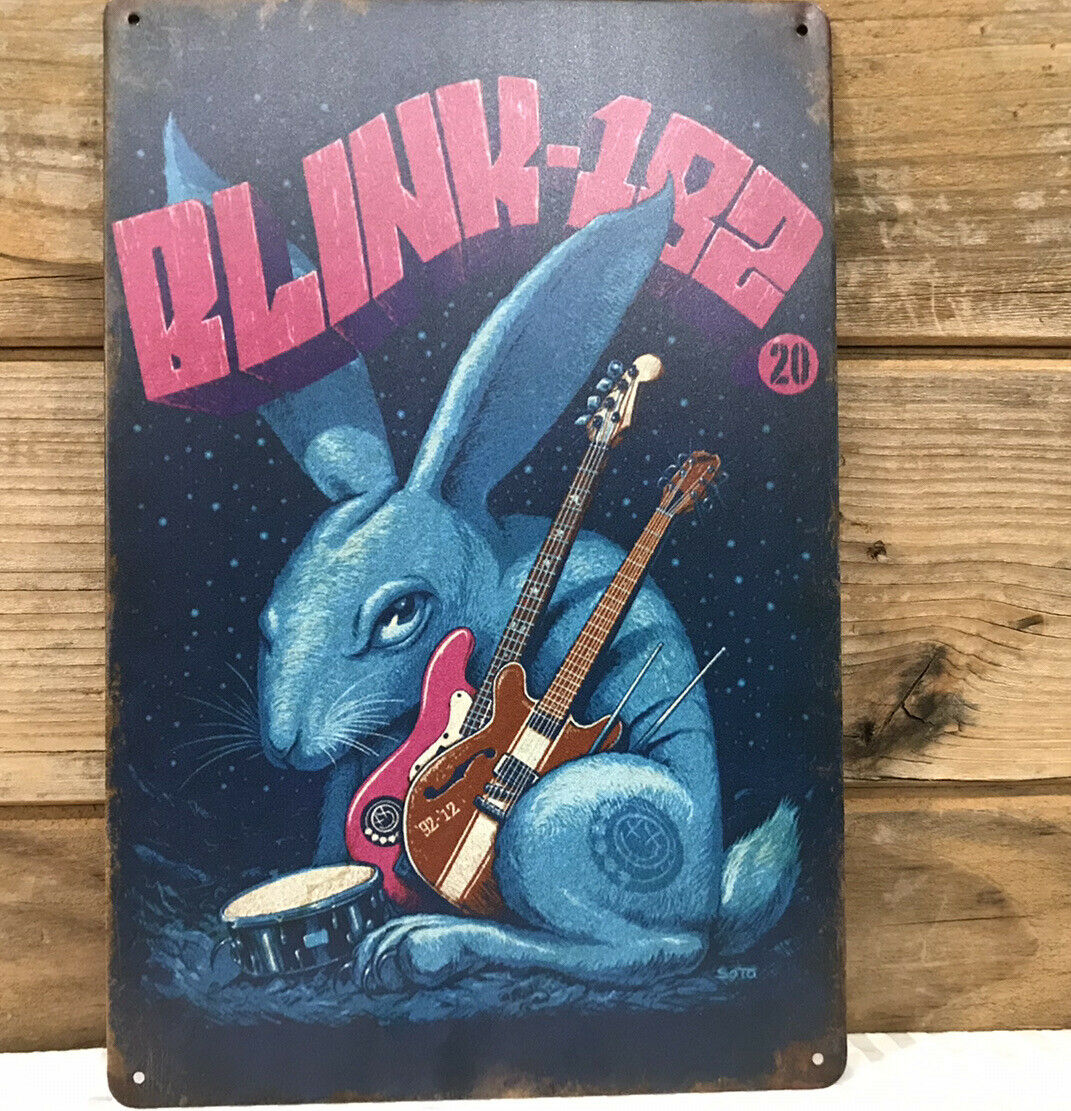 Blink-182 20 Rabbit Bass Guitar Drum Logo Tin Metal Sign 8"x12" Man-cave Tour