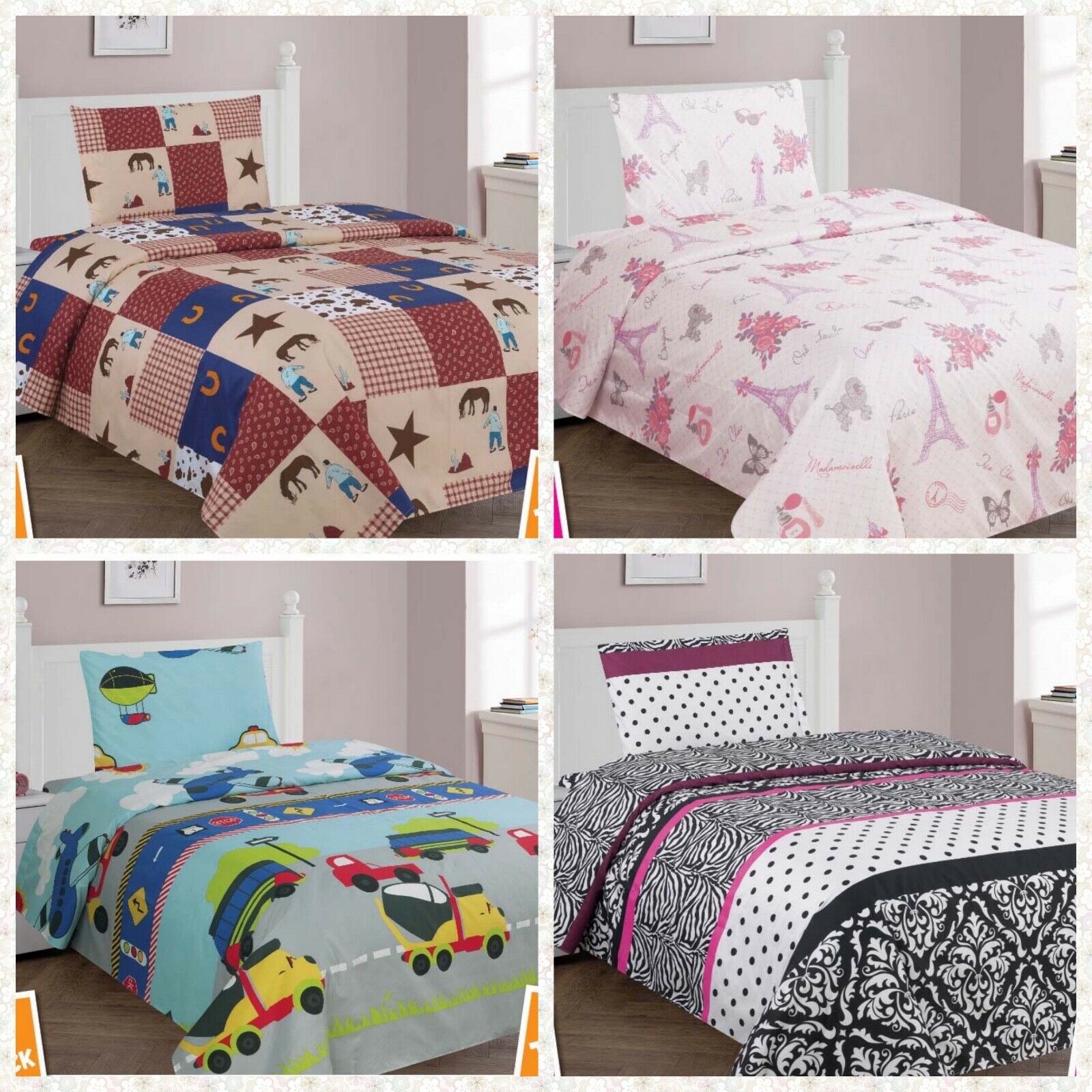 Twin And Full Size Children Teen Sheet Set New Modern Design Single Bed Sheet