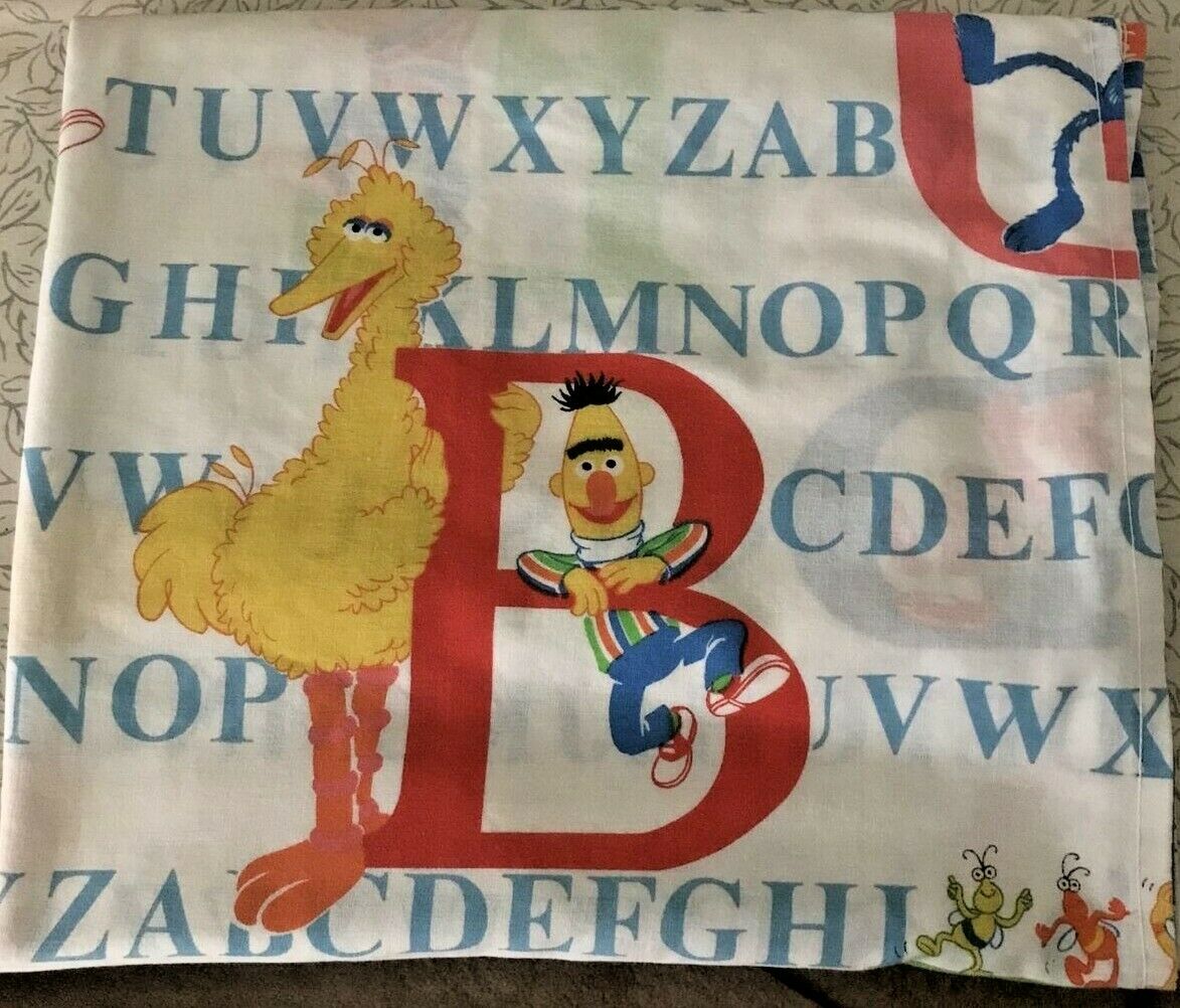 Vintage Sesame Street Muppet Character Alphabet Abc Twin Flat Bed Sheet