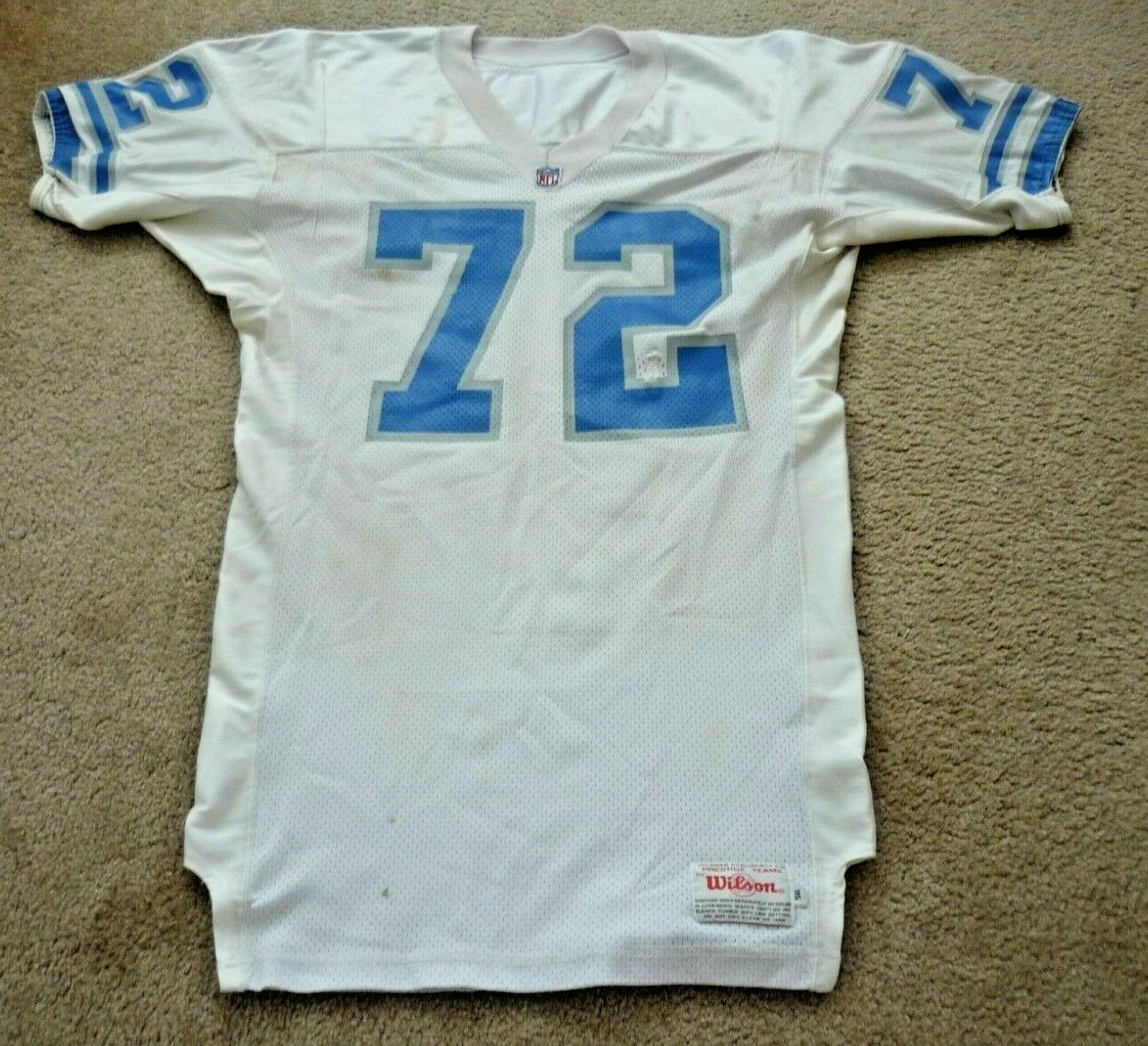 1990's Detroit Lions Game Worn Used Jersey - Batiste - Cowboys - Great Wear