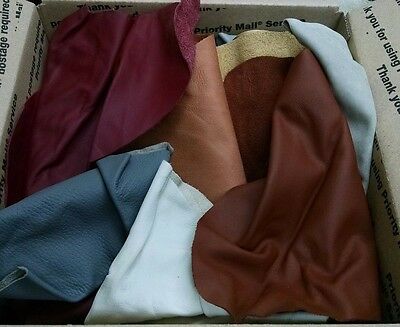 5 lbs of Bulk Scrap Leather Trimmings 1 to 4 oz Cowhide Remnants Color Craft Mix
