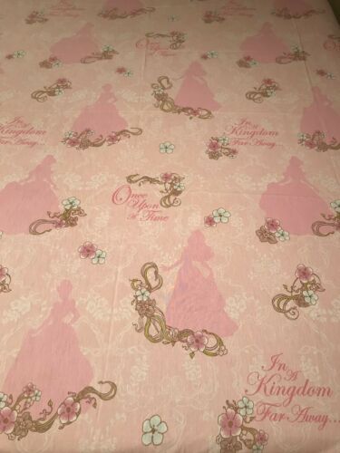 Vintage Disney Pink Princess Silhouettes Full Flat Sheet ~ Fabric, Material