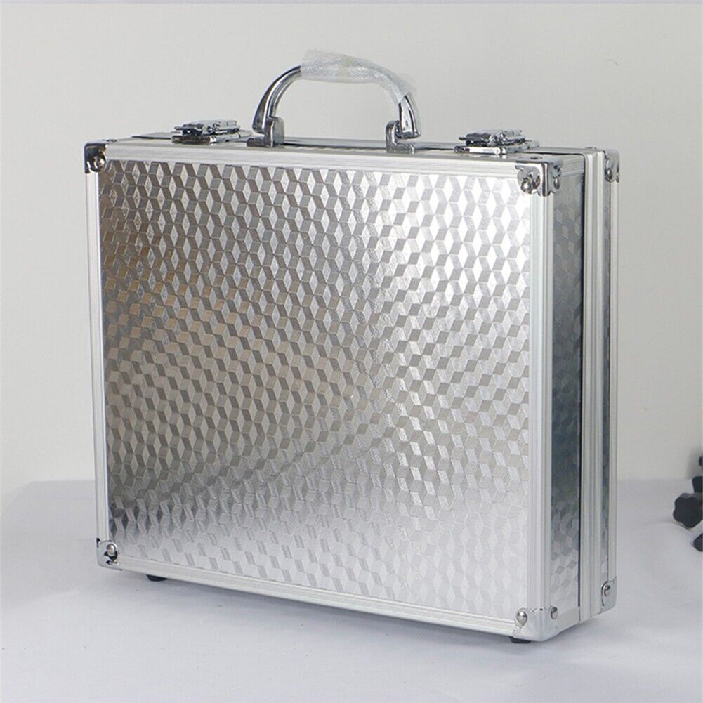 Storage Box Microphone Carrying Case Silver Sound Card Toolbox 28x23x7.5cm