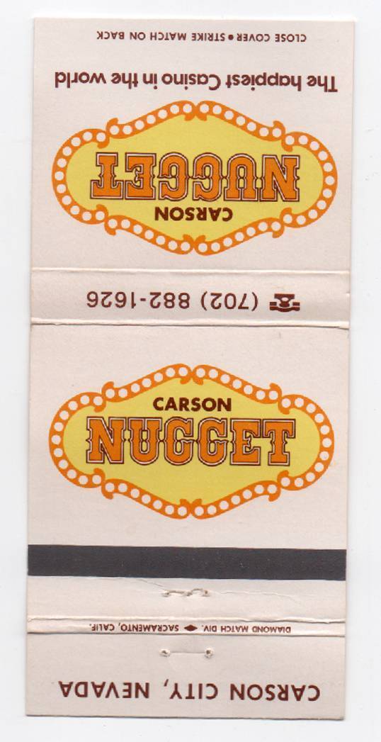 The Nugget Casino   Carson City, Nevada    Back Striker   Unused