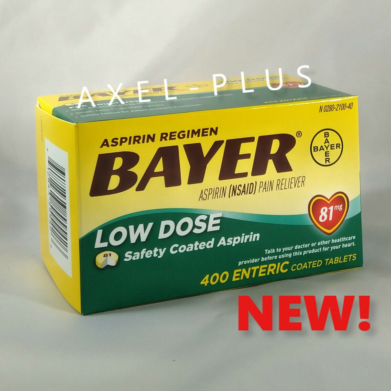 Bayer Low Dose Aspirin Regimen - 400 Tablets 81 Mg Enteric Coated Exp 09/2022
