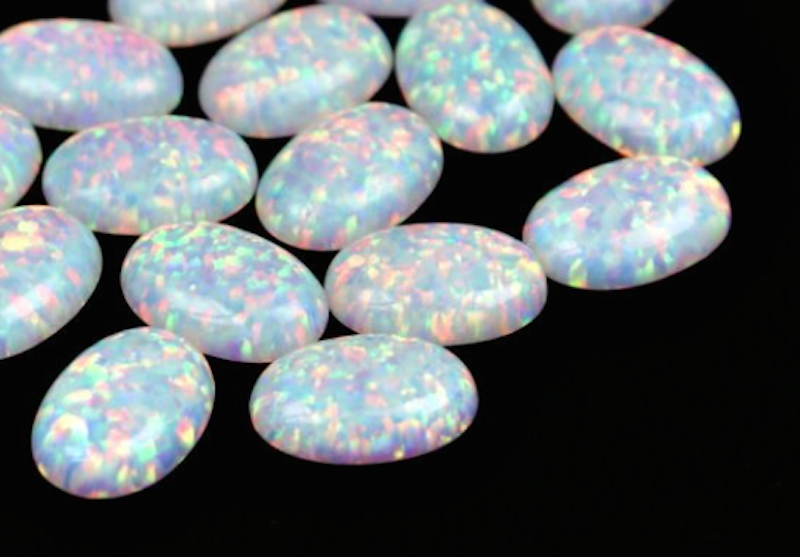 Lab Created White Opal Oval Cabochon AAA Loose Stones (5x3mm - 20x15mm)