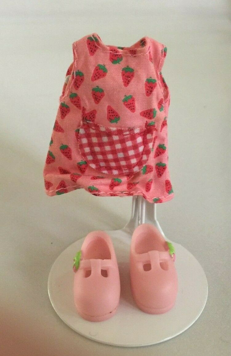 Strawberry Shortcake Doll Dress & Shoes Outfit (w strawberry on each shoe side)