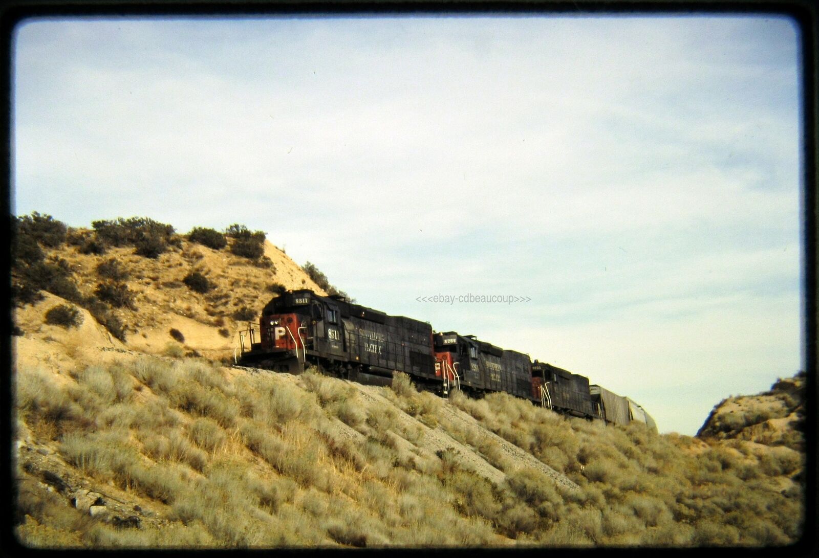 Railroad Slide Southern Pacific SP 8511 on Freight Summit CA 1991