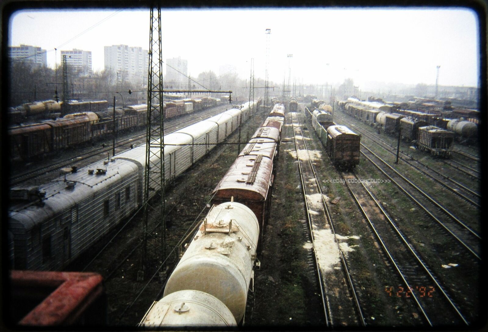 Railroad Slide Russia Yard View in Light Snow Moscow 1992