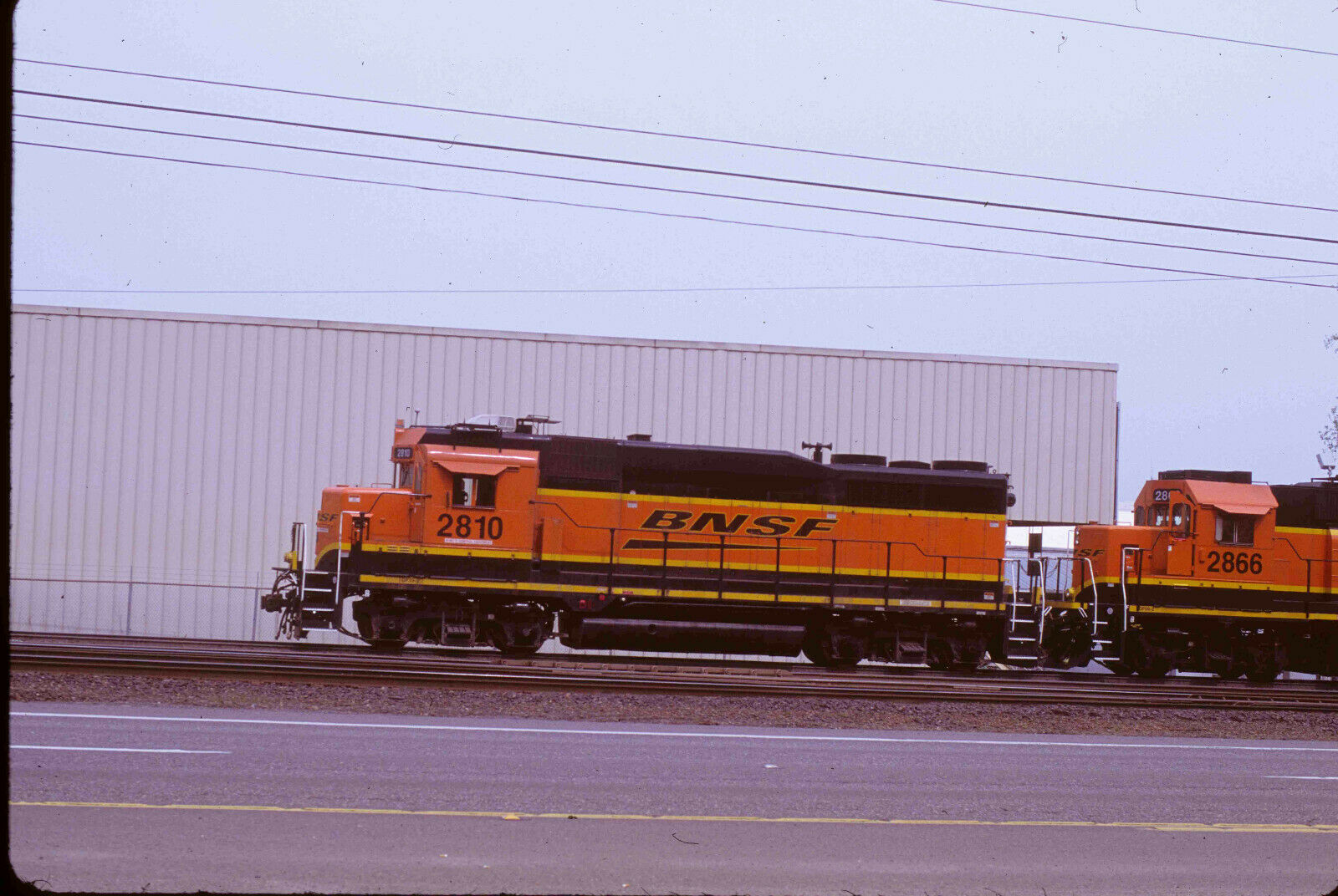 BNSF 2810 GP39-2 at Portland OR 4/14. Original 35mm slide.