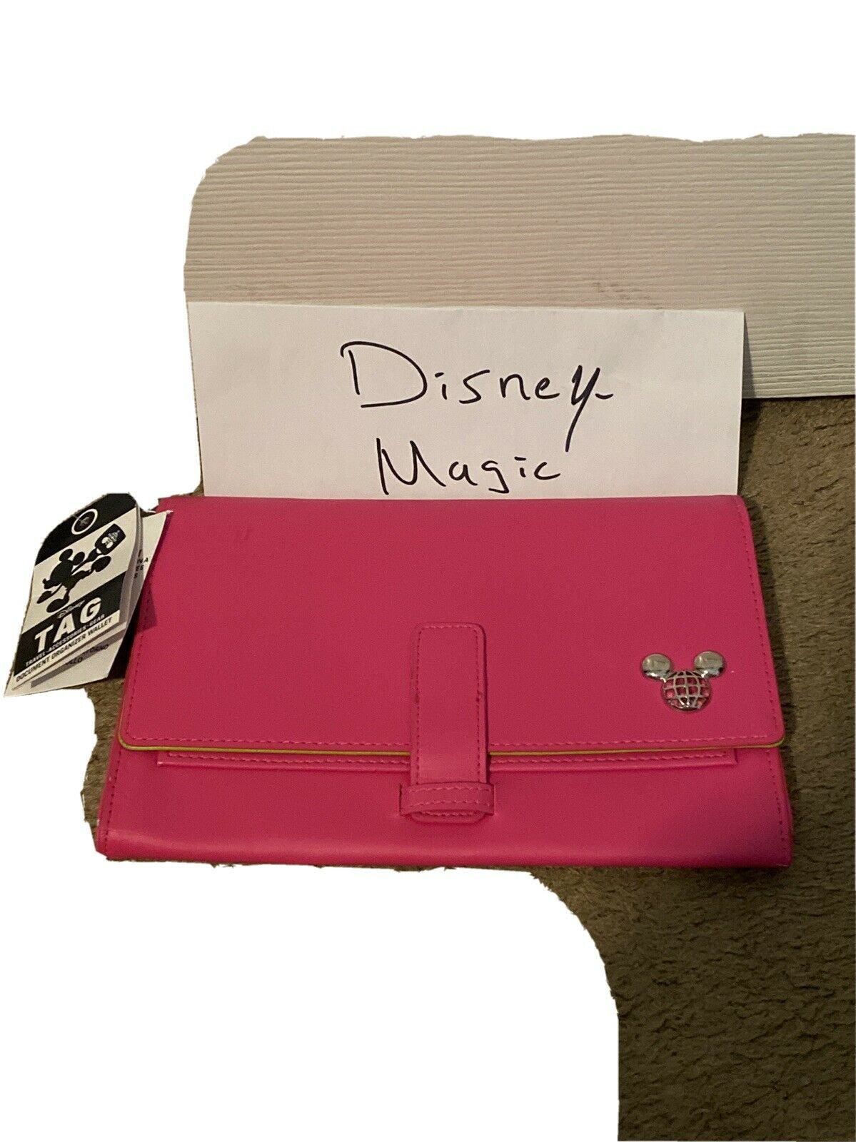 Disney Parks Tag Passport Hot Pink Document Wallet Organizer Travel  Please Read
